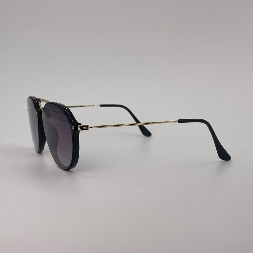 Double bridge sunglass black body with golden sides-258