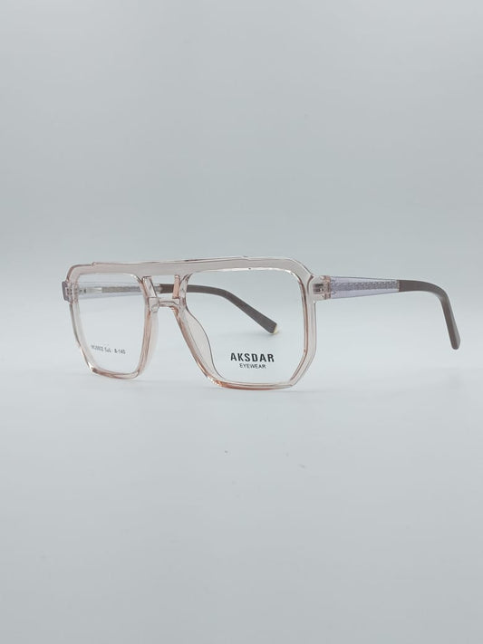 Geometrical Translucent Pink Frame Men's Optics-116