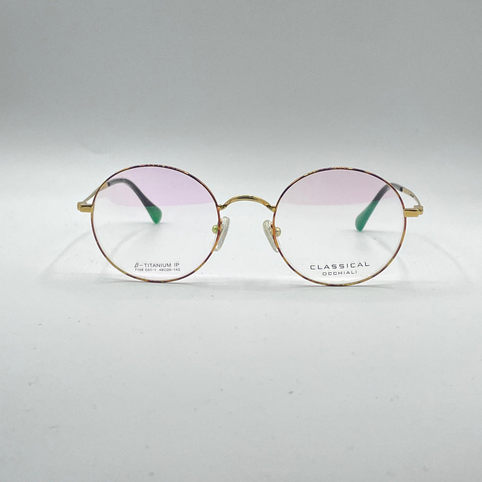 Circular Golden Frame Optics-346