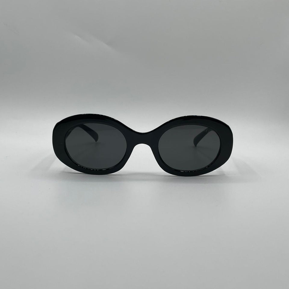 Circular Black Frame Women's Sunglasses-127