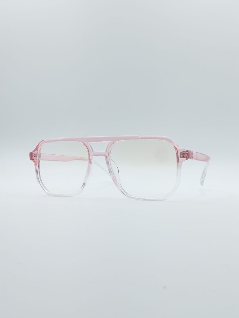 Geometrical Light-pink & White Frame Women's Optics-056