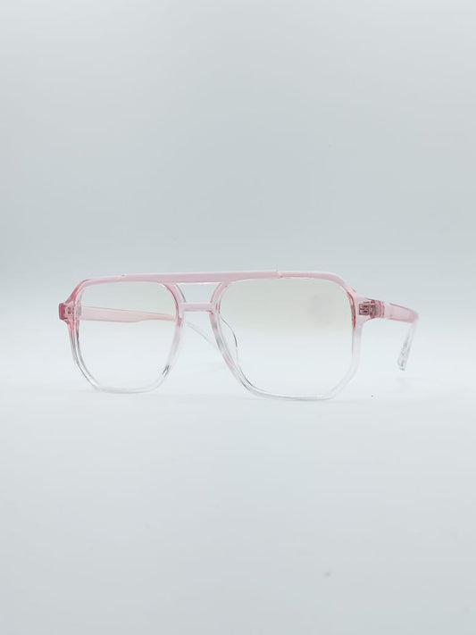 Geometrical Light-pink & White Frame Women's Optics-056