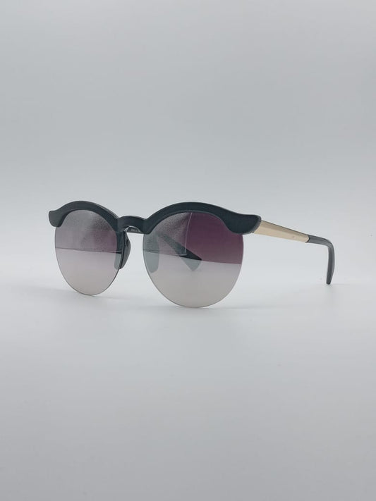 Semi-Rimless Black Frame Women's Sunglasses-072