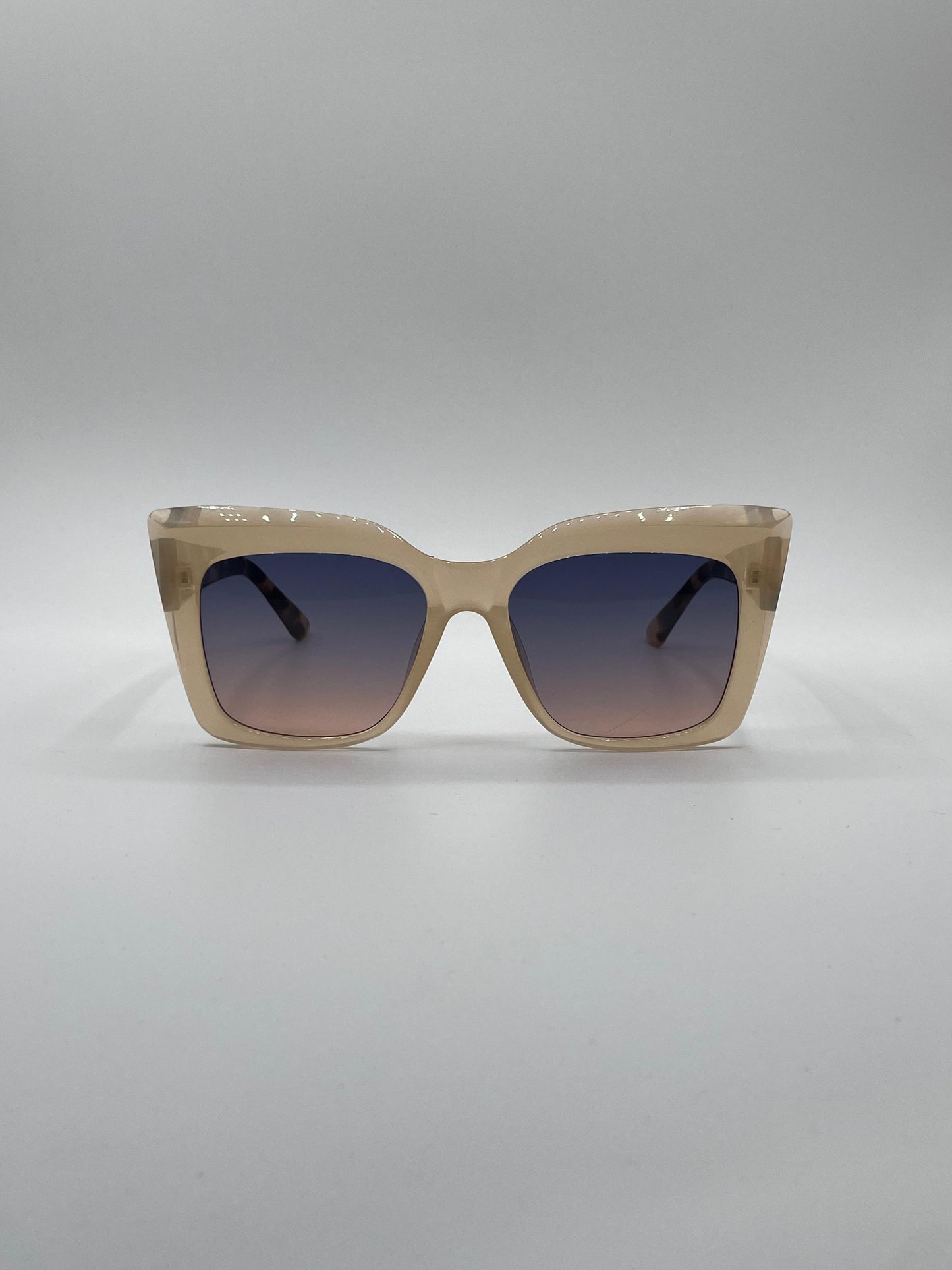 Square Light Beige Frame Women's Sunglasses-148