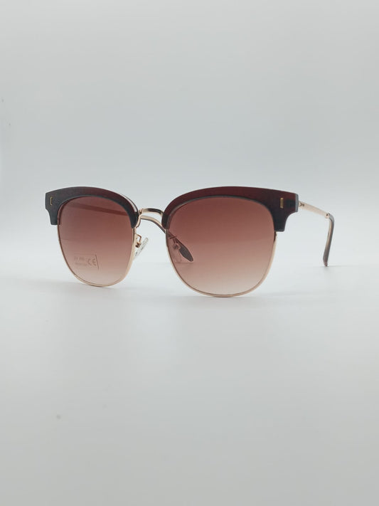 Browline Golden Frame Women's Sunglasses-027