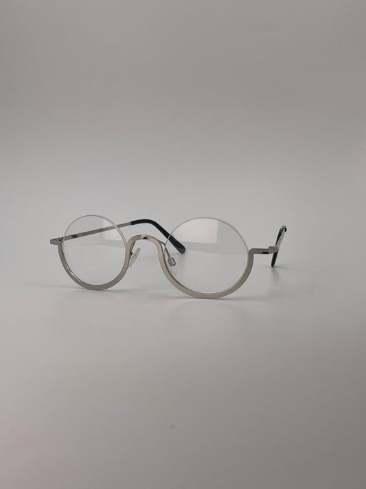 Silver half rimless round optics-444