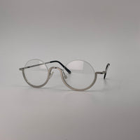 Silver half rimless round optics-444