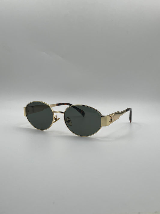 Circular Golden Frame Women's Sunglasses-126