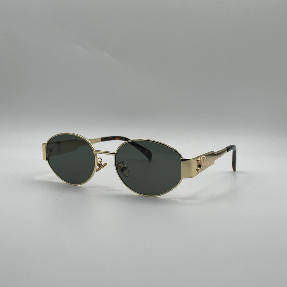 Circular Golden Frame Women's Sunglasses-126
