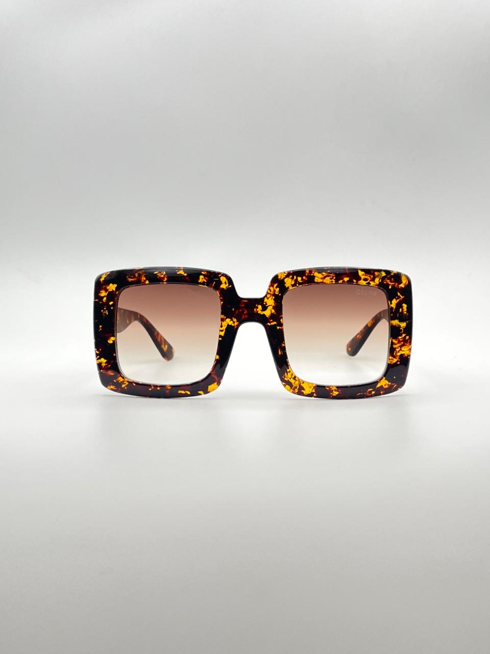Acetate Brown and Yellow Frame Women Sunglasses-118
