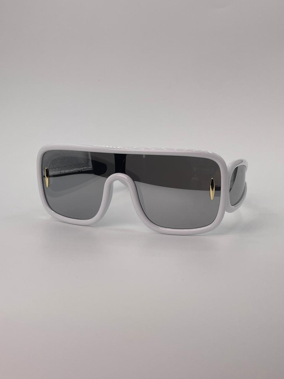 Grey Frame Shield Sunglasses Black Lenses-244