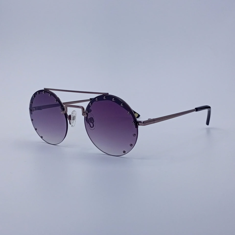 Purple Gradient Round Sunglasses-224