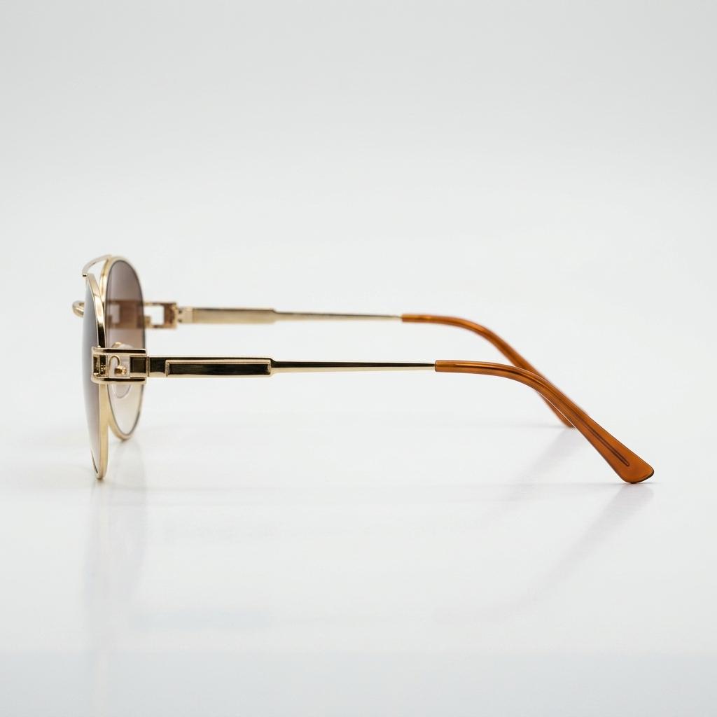 Circular Golden Frame Sunglasses-135