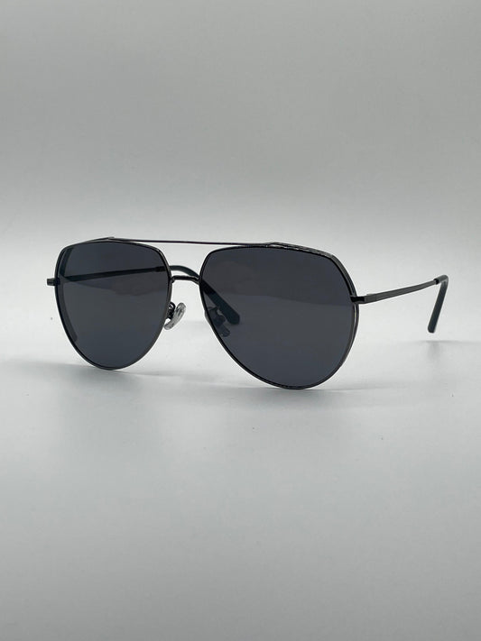 Aviator Thin Black Frame Polarized Sunglasses-200