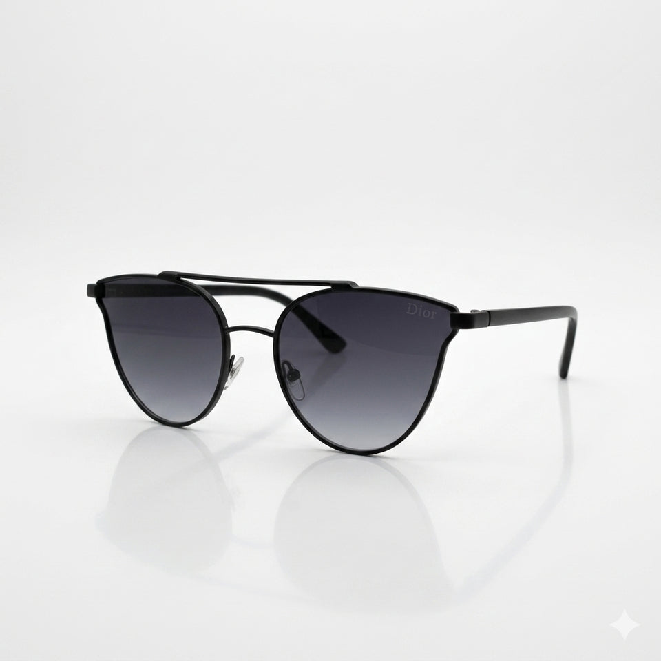 Round Aviator Black Frame Sunglasses-139