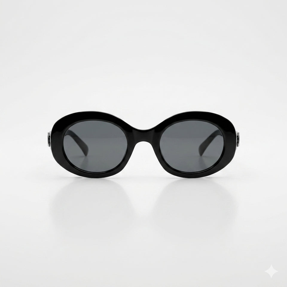 Circular Black Frame Women's Sunglasses-127