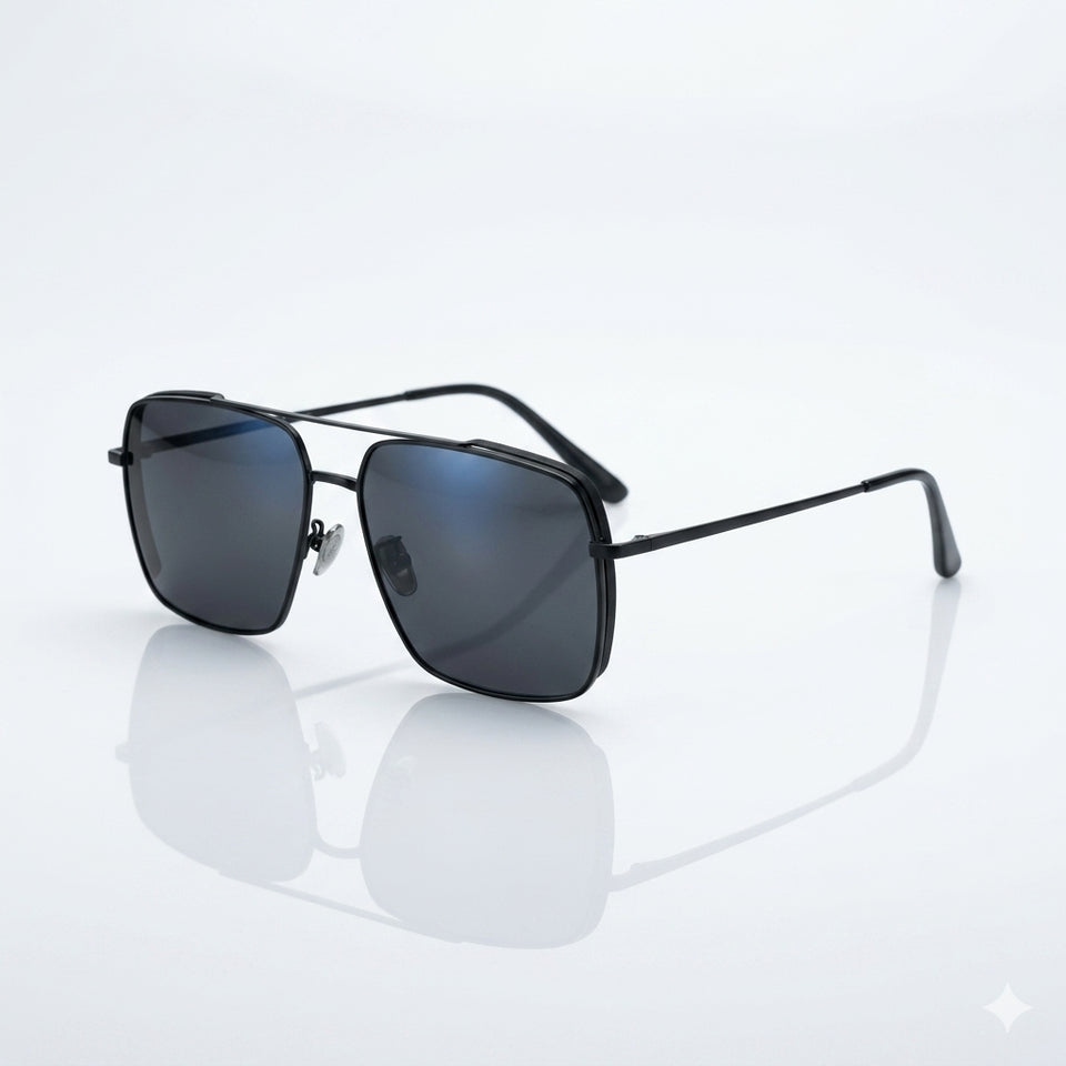 Aviator Square Thin Grey Frame Polarized Sunglasses-203