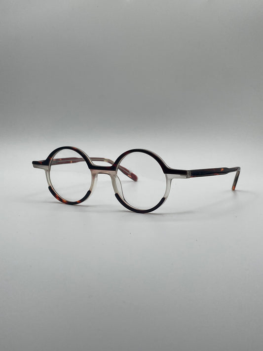 Circular Thin Black & White frame Optics-411