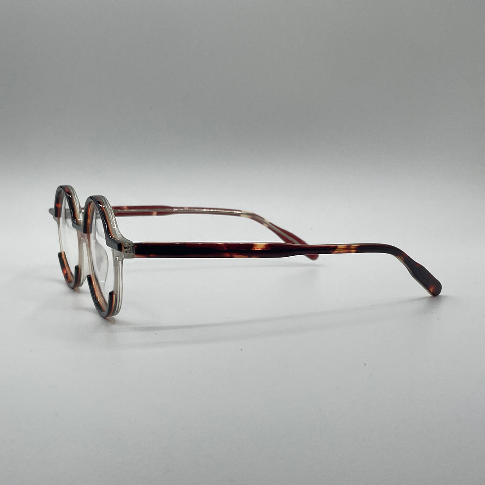 Circular Thin Black & White frame Optics-411