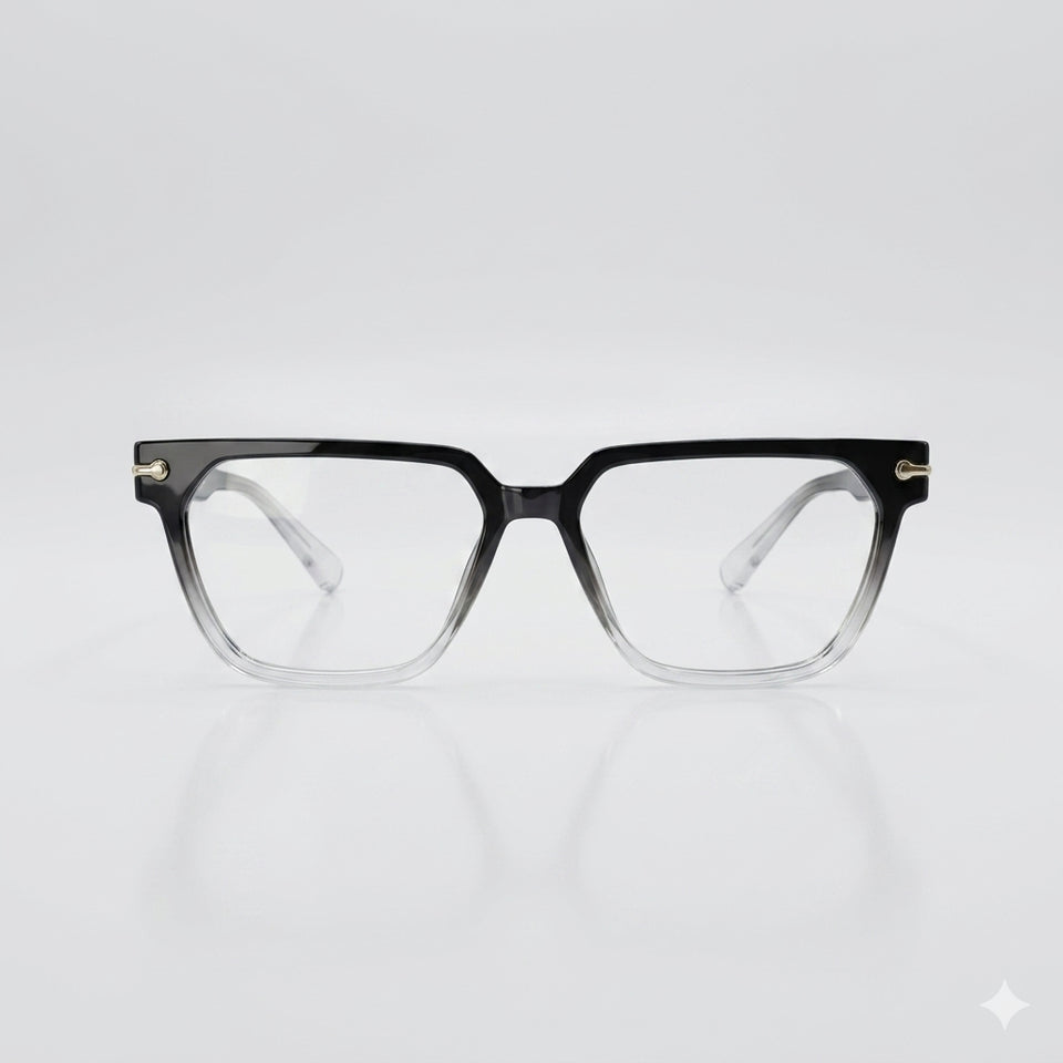 Black to Clear Gradient Square Frame Eyewear Optics-435