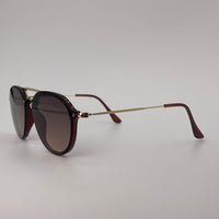 Double bridge sunglass brown body with golden sides-257