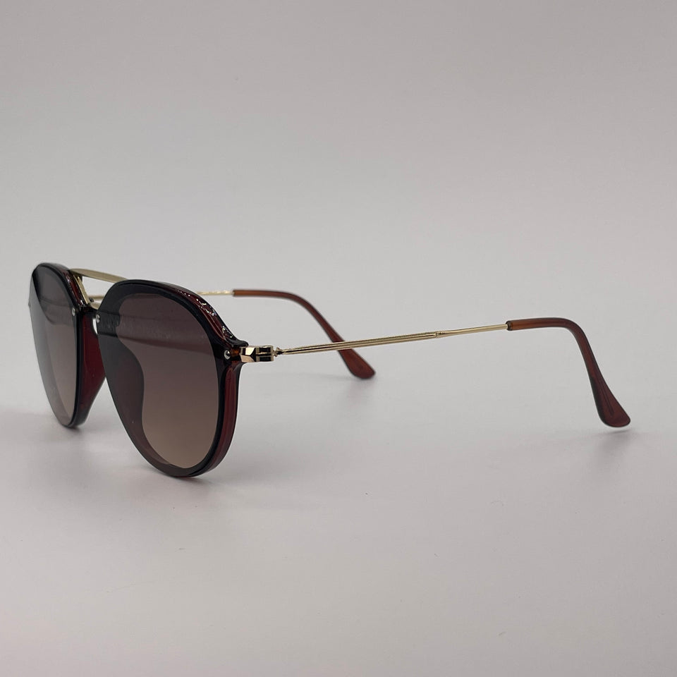 Double bridge sunglass brown body with golden sides-257
