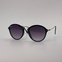 Black round sunglass with gold metal bridge-261