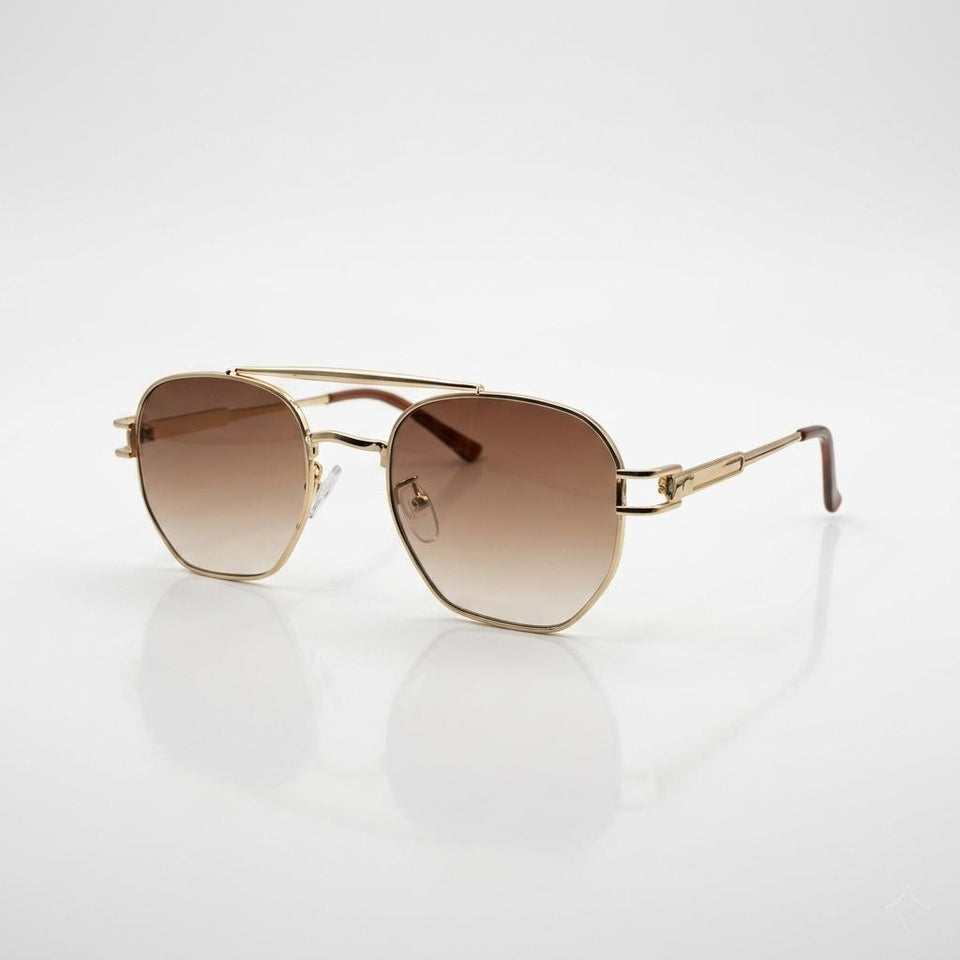 Circular Golden Frame Sunglasses-135