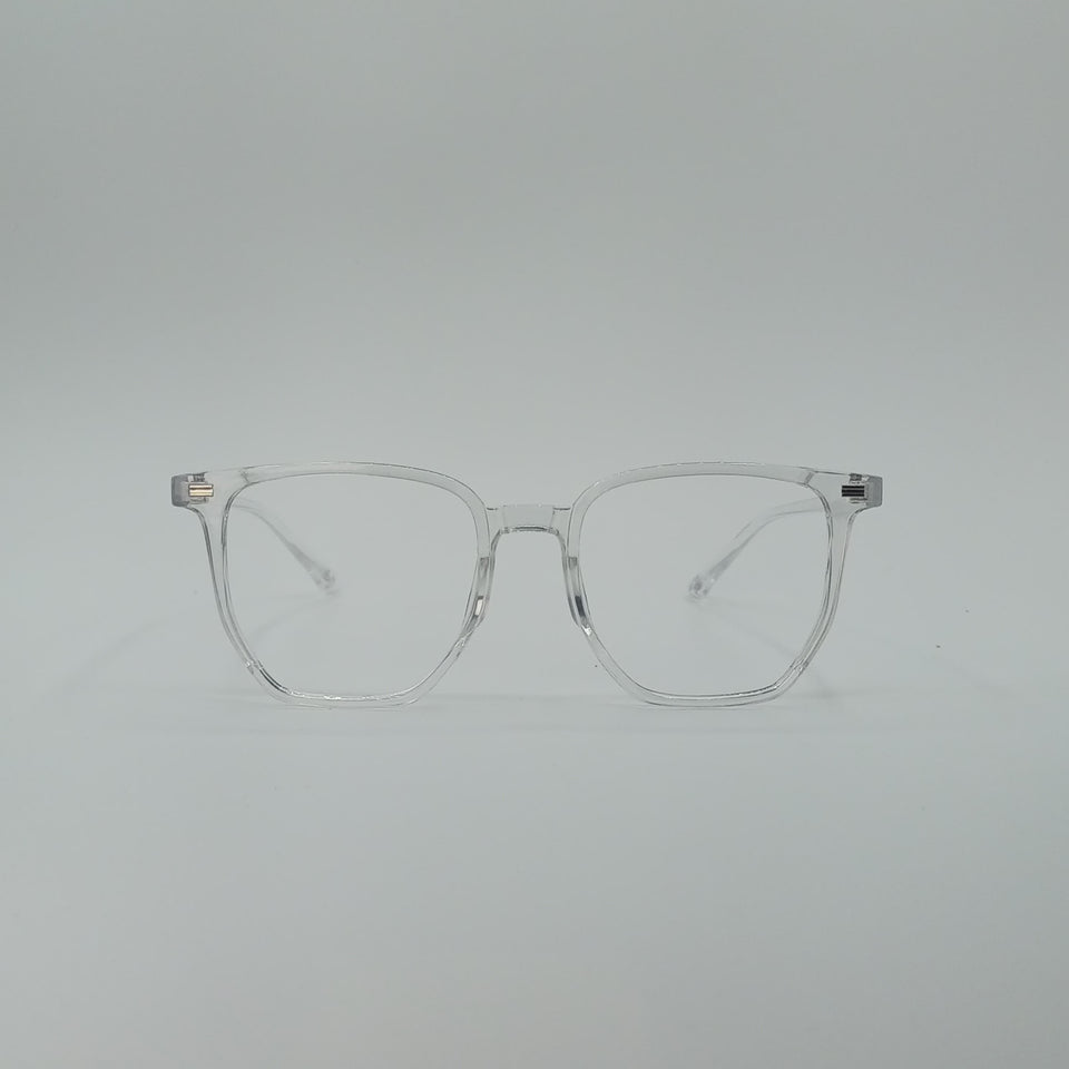 Rounded-Square Crystal Clear Frame Men’s Optics-420