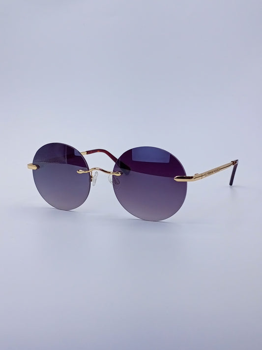 Gold Frame Round Sunglasses Gradient Lenses-237