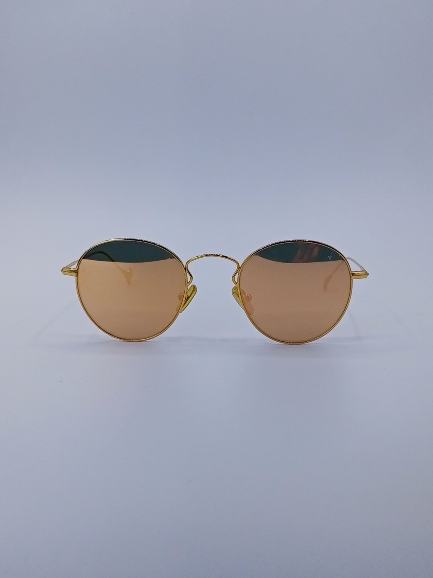Golden Reflective Round Sunglasses-228