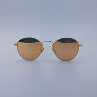 Golden Reflective Round Sunglasses-228