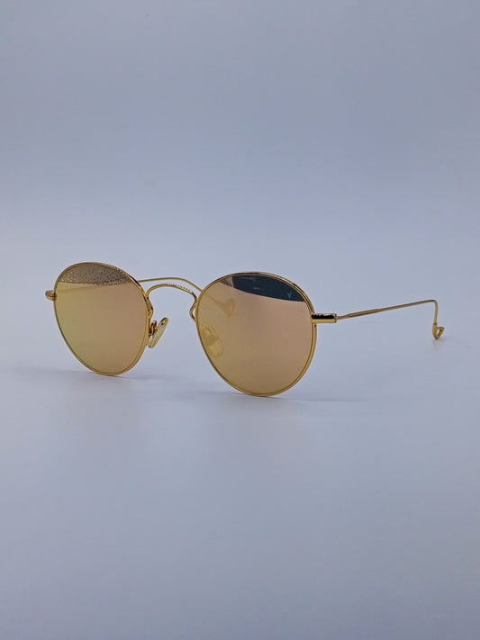 Golden Reflective Round Sunglasses-228