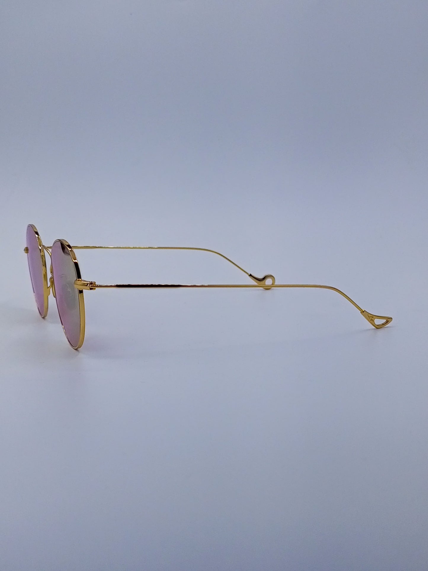 Golden Reflective Round Sunglasses-228