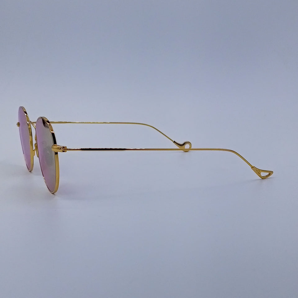 Golden Reflective Round Sunglasses-228