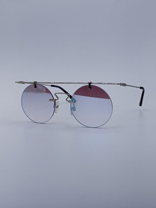 Gradient Lens Round Frame Glasses-232
