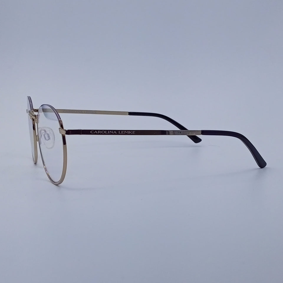Gold Frame Round Optics Clear Lenses-426