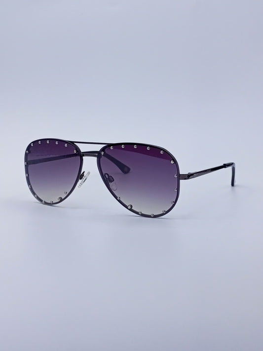 Gradient Lens Studded Aviator Glasses-231