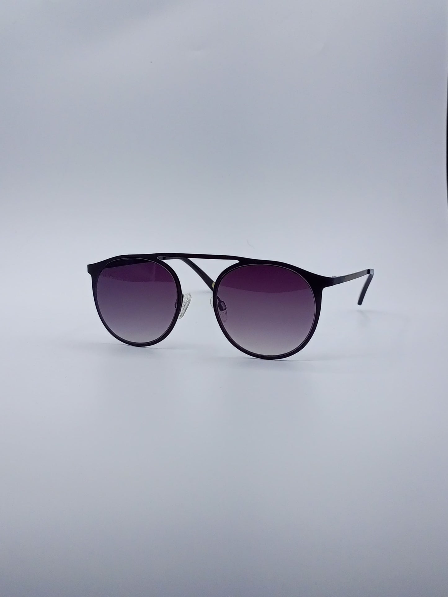 Black Frame Round Sunglasses Purple Gradient Lenses-236