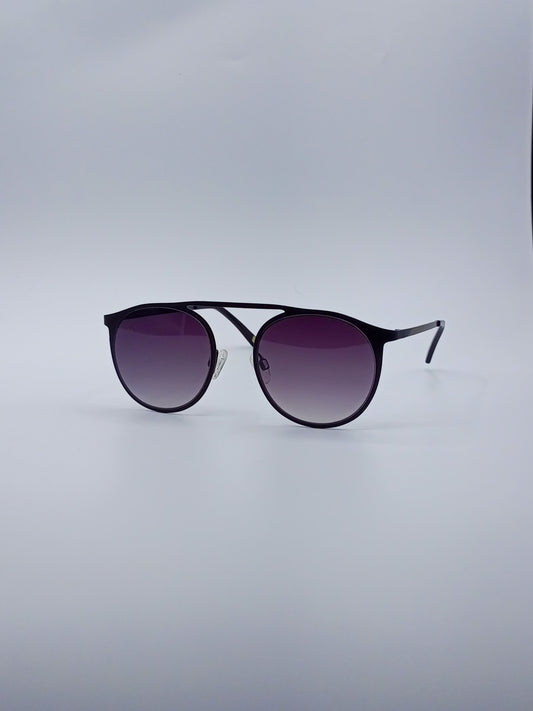 Black Frame Round Sunglasses Purple Gradient Lenses-236