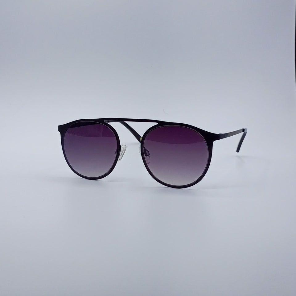 Black Frame Round Sunglasses Purple Gradient Lenses-236