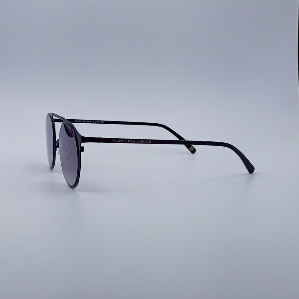 Black Frame Round Sunglasses Purple Gradient Lenses-236
