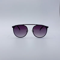 Black Frame Round Sunglasses Purple Gradient Lenses-236