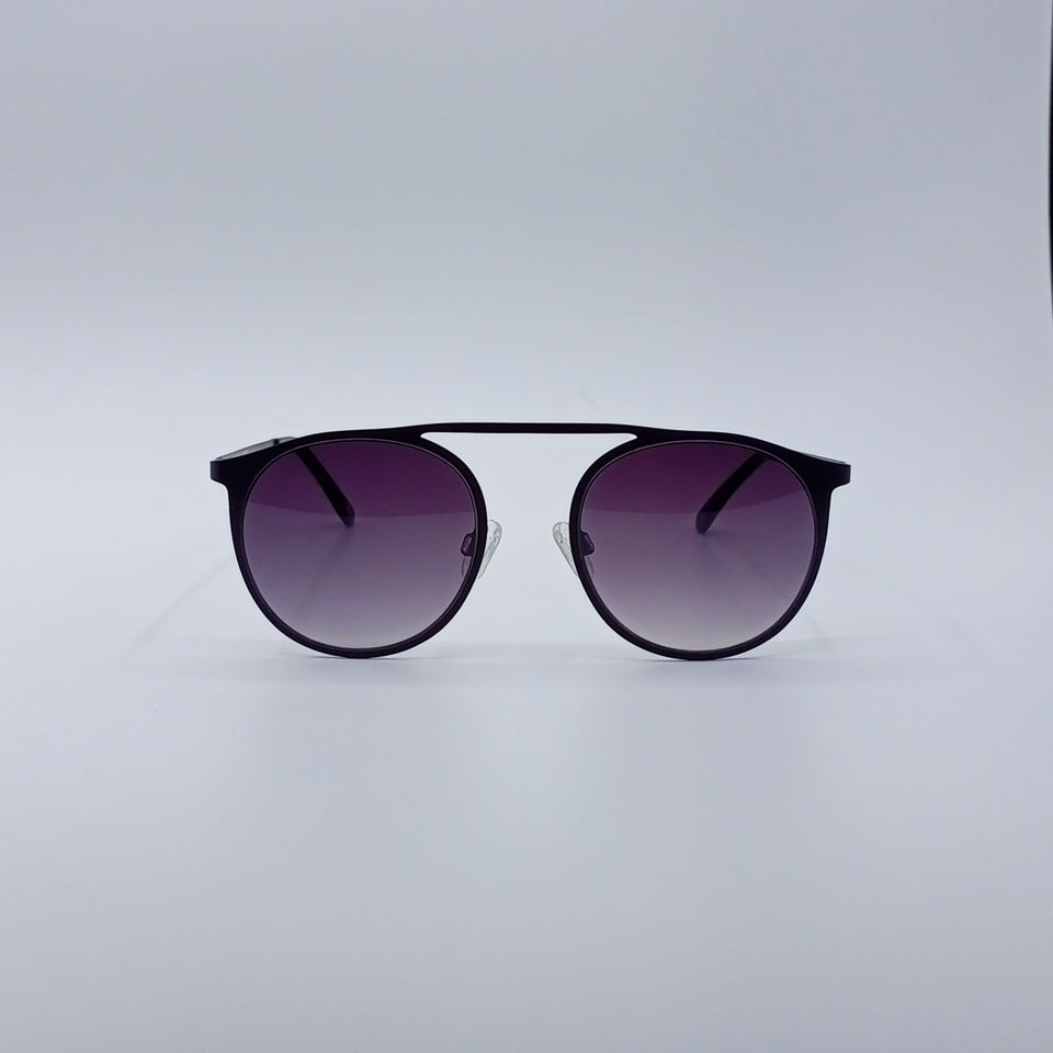 Black Frame Round Sunglasses Purple Gradient Lenses-236