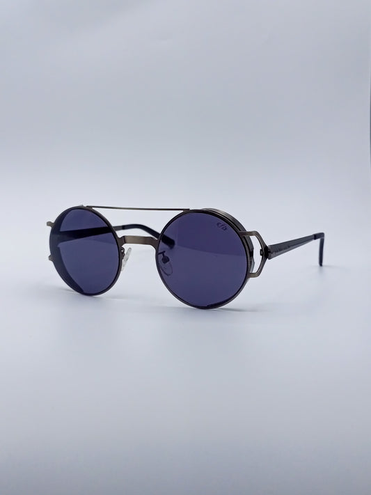 Purple Tint Round Frame Sunglasses-234