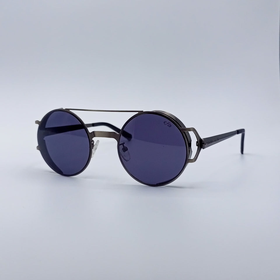 Purple Tint Round Frame Sunglasses-234