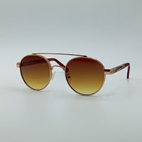 Rose Gold Frame Round Sunglasses Brown Gradient Lenses-235