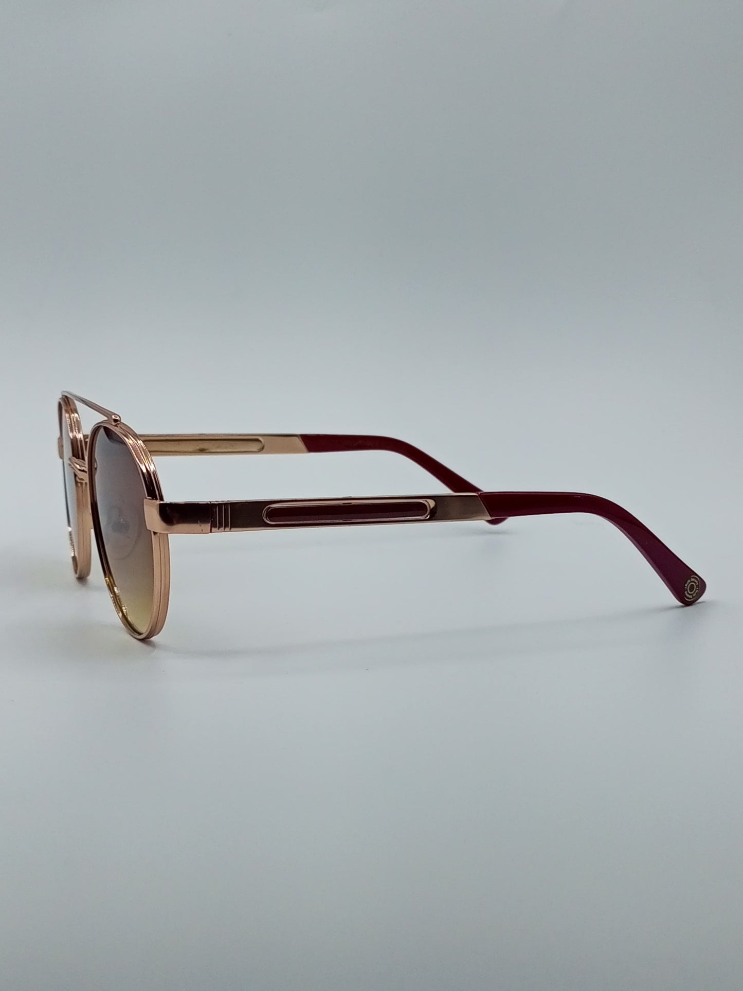 Rose Gold Frame Round Sunglasses Brown Gradient Lenses-235