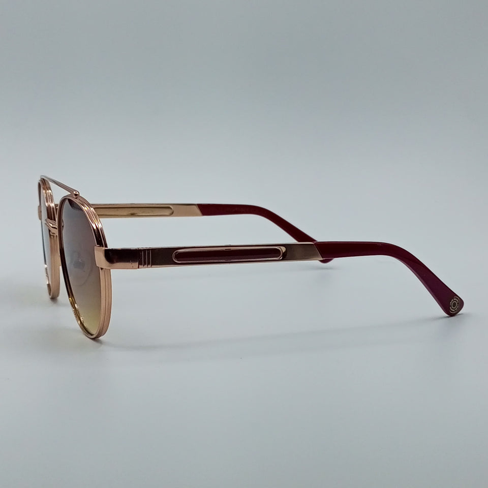 Rose Gold Frame Round Sunglasses Brown Gradient Lenses-235