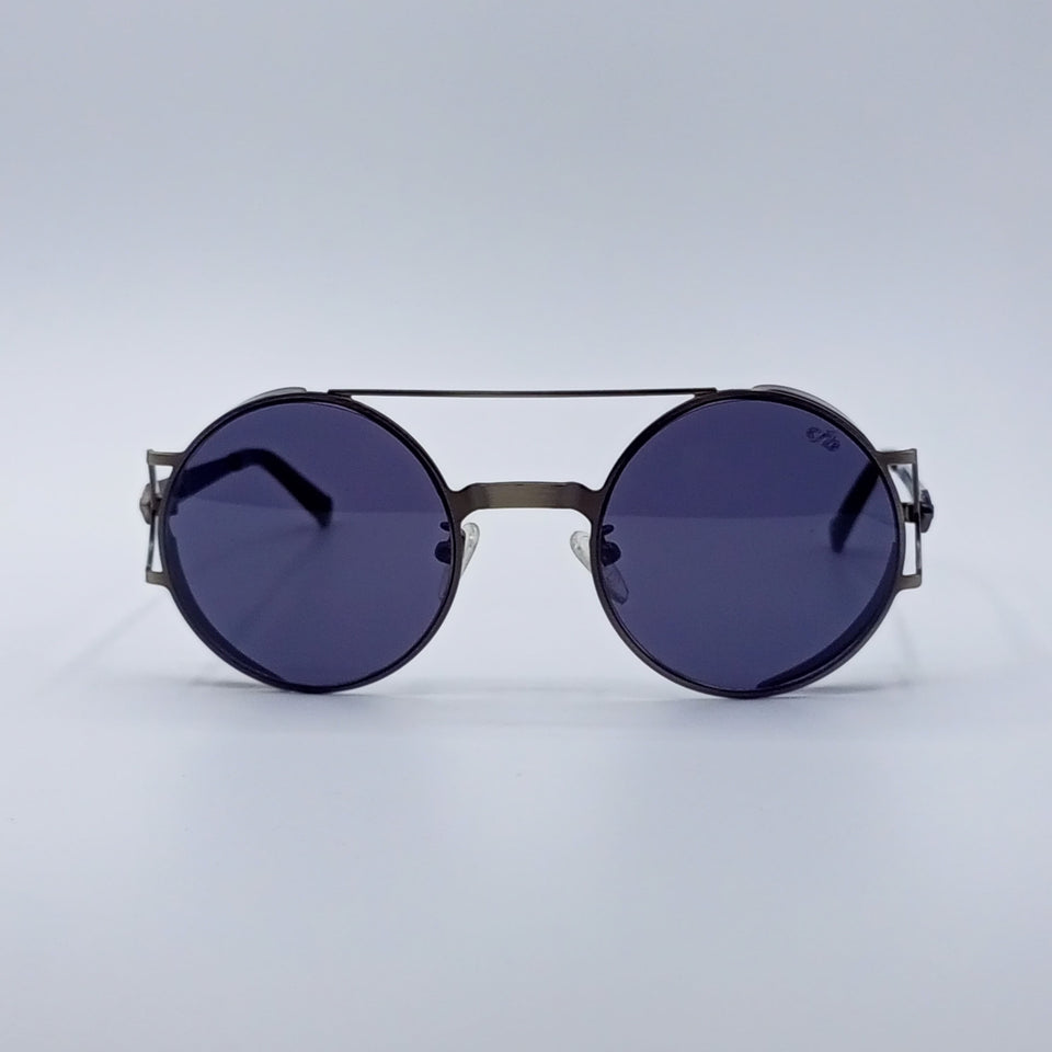 Purple Tint Round Frame Sunglasses-234